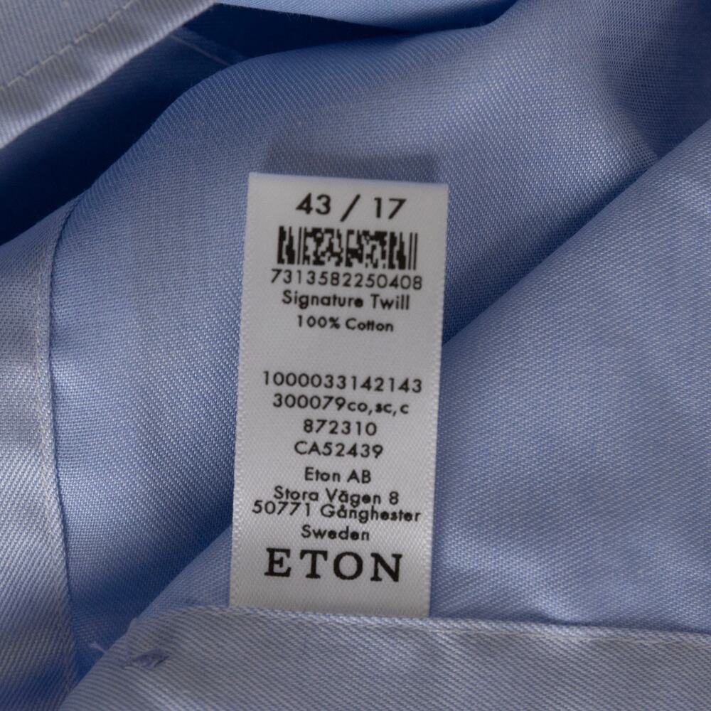Eton Men Contemporary Fit Twill Dress Shirt Blue Size 17 (Pre-owned) - Picture 5 of 8